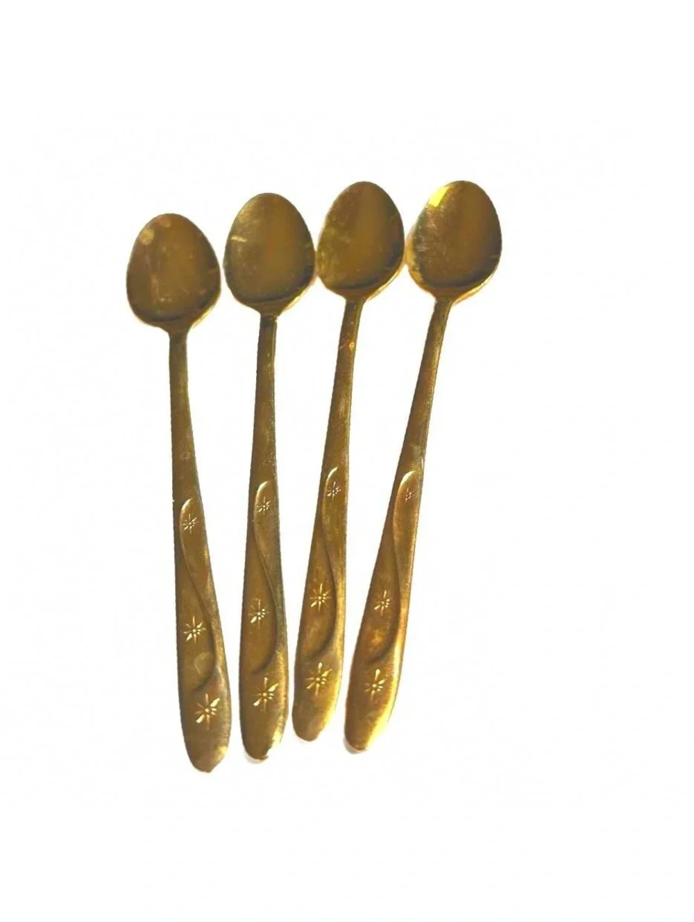 Americana Star Gold-Plated Stainless Steel Iced Tea Spoons Set of 4